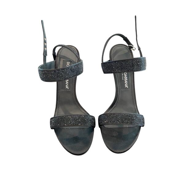 Dolce & Gabbana Keira Sandals Silk Leather Fusible Rhinestones Classy Gala US 8 - Picture 4 of 14